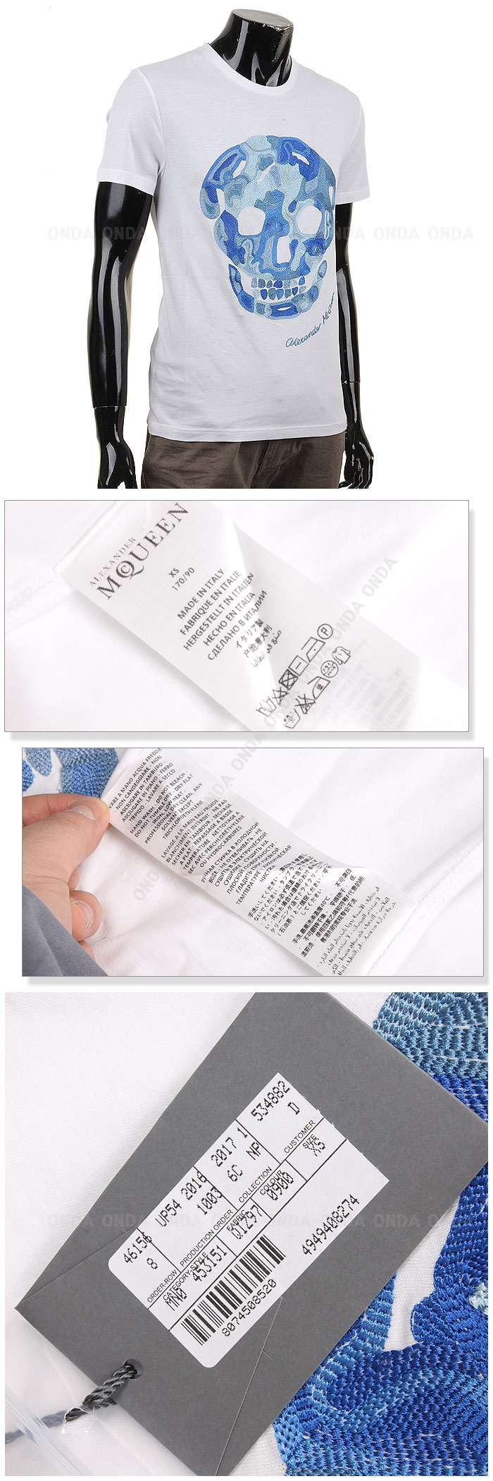 알렉산더 맥퀸 자수 반팔티셔츠 453151 QIZ97 0900 국내배송